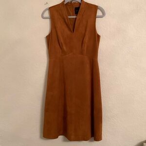 Alex Marie Faux Suede V-Neck Zipper Closure Brown Size 4